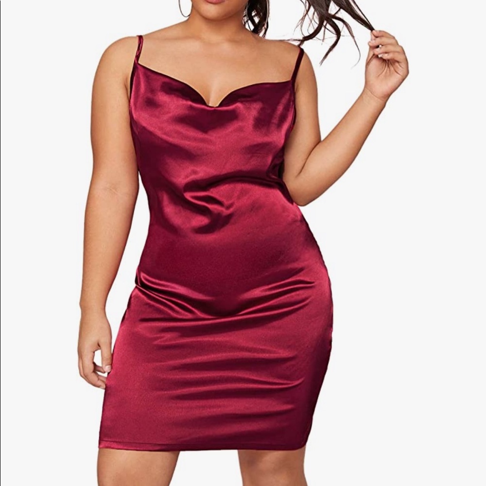 Red Silk body con dress